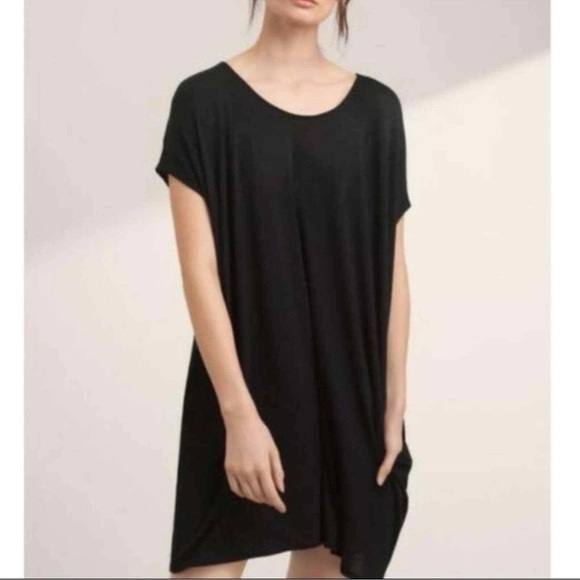 Wilfred Free Black Relaxed Tunic Dress Oversized Minimalist  Pockets Size Small - Picture 3 of 8